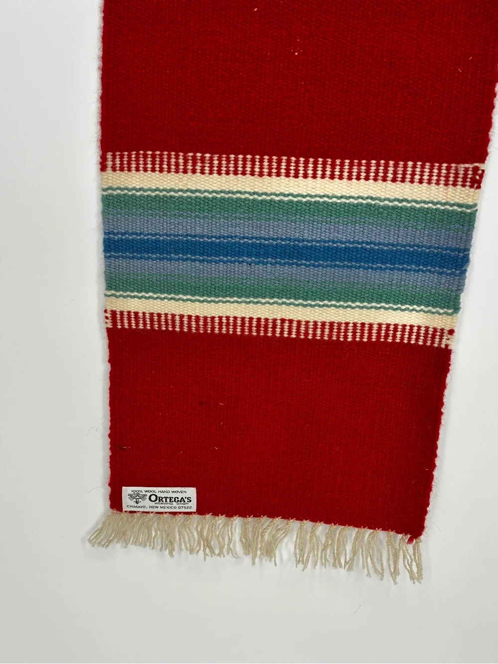 Vintage Ortega's Chimayo Handwoven Wool Southwest Table Runner 58”